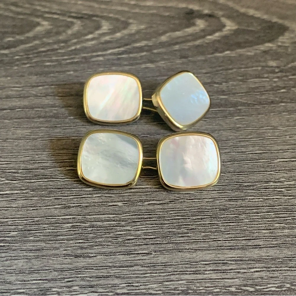 Vintage Gold Mother of Pearl Cufflinks Cuff Links